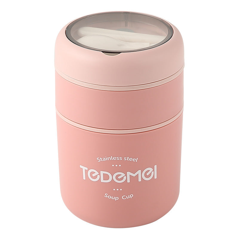 Insulated Stainless Steel Lunch Box with Lid and Spoon