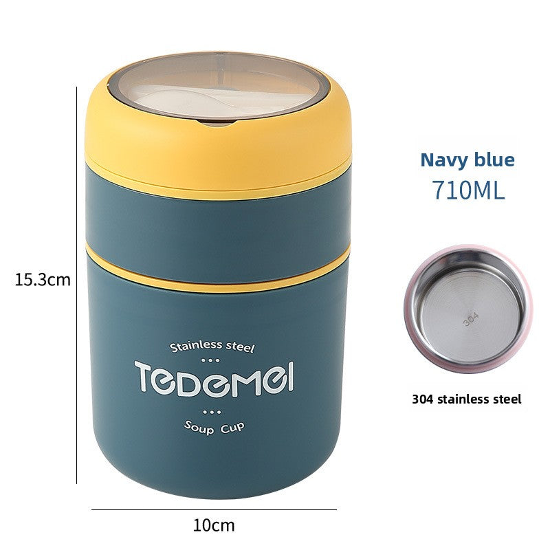 Insulated Stainless Steel Lunch Box with Lid and Spoon