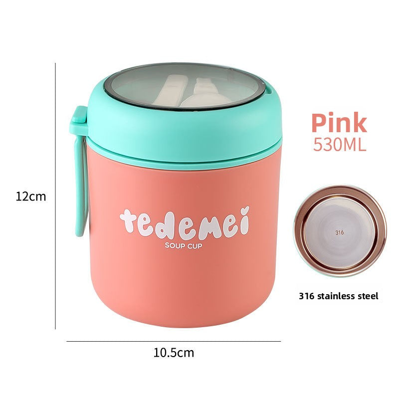 Insulated Stainless Steel Lunch Box with Lid and Spoon