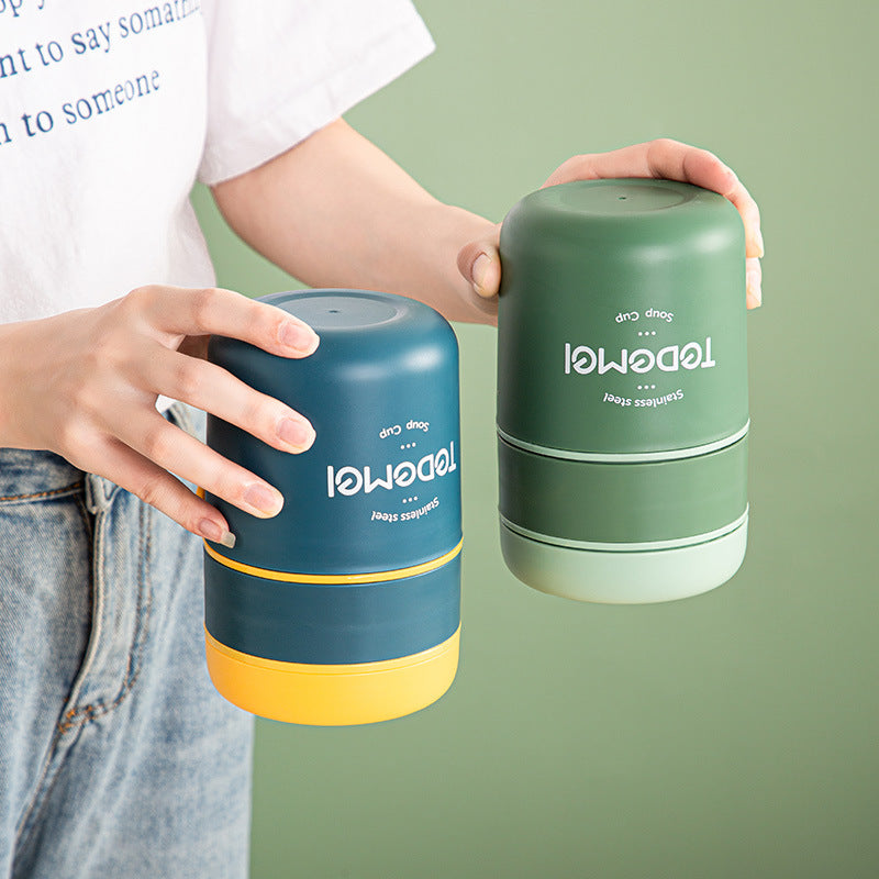 Insulated Stainless Steel Lunch Box with Lid and Spoon