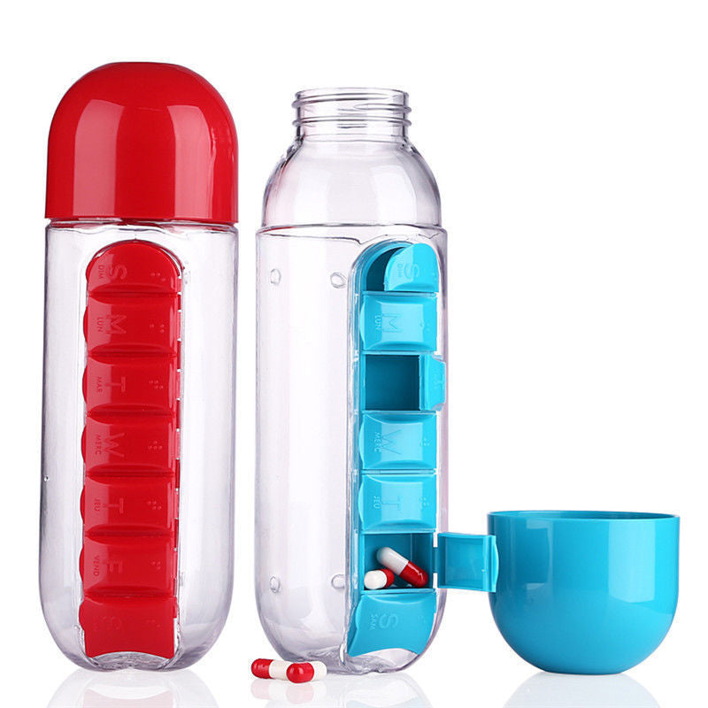 Multifunctional Two-in-One Water Bottle Pill Organizer