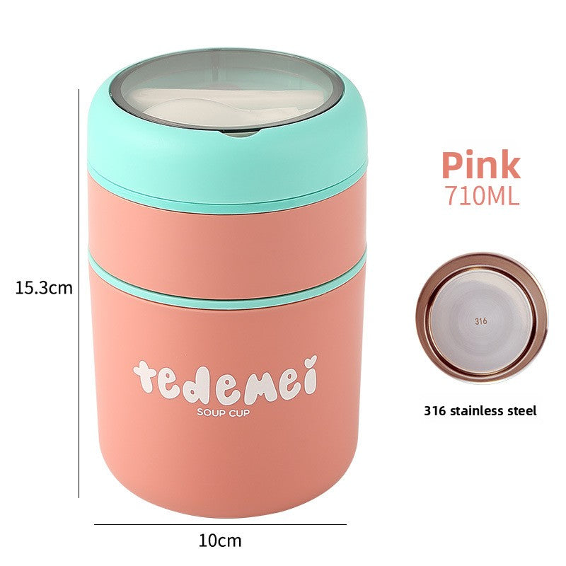 Insulated Stainless Steel Lunch Box with Lid and Spoon