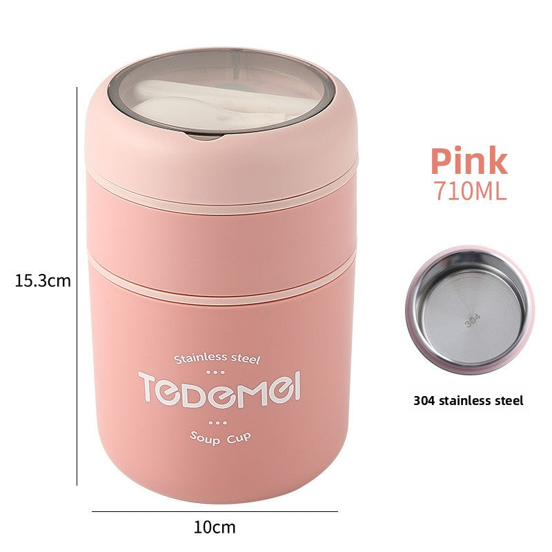 Insulated Stainless Steel Lunch Box with Lid and Spoon