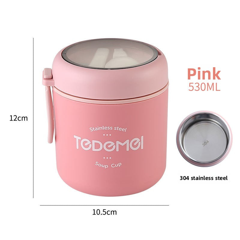 Insulated Stainless Steel Lunch Box with Lid and Spoon