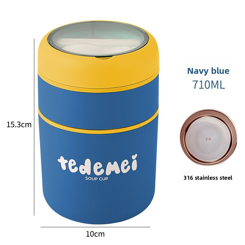 Insulated Stainless Steel Lunch Box with Lid and Spoon