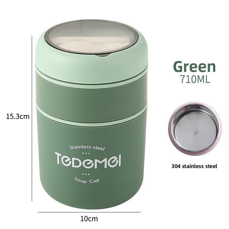 Insulated Stainless Steel Lunch Box with Lid and Spoon