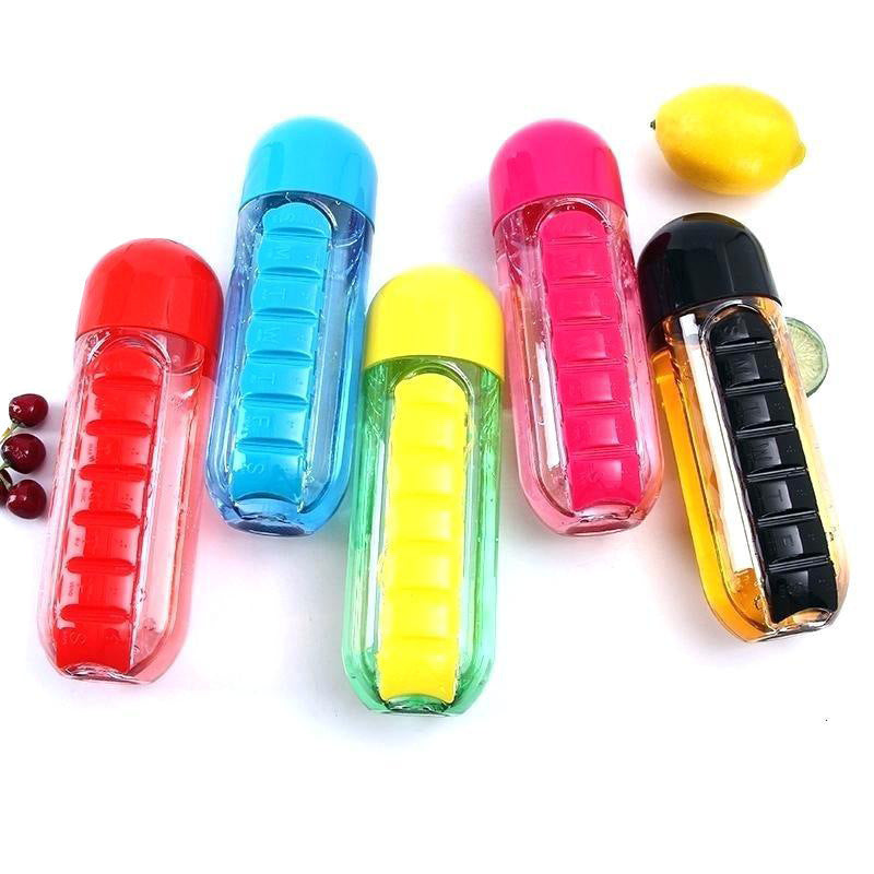 Multifunctional Two-in-One Water Bottle Pill Organizer